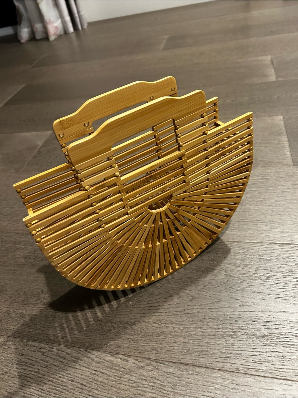Bamboo Half-Moon Handheld Clutch Bag - Yellow